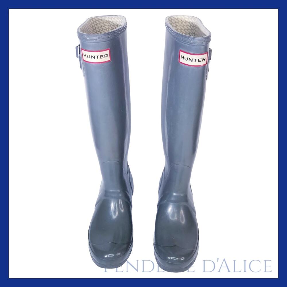 Hunter Women's Original Tall Gloss Rain Boots Green sz 5 EU 35.5